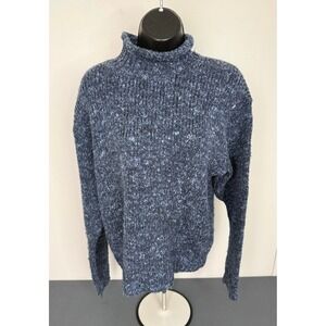 A Knitch Above Women's Turtleneck Pullover Knit Sweater Blue Size ? USA Cozycore